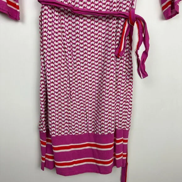 Boden Andrea 3/4 Sleeve Belted Dress Pink Red Size 6 - Picture 4 of 9